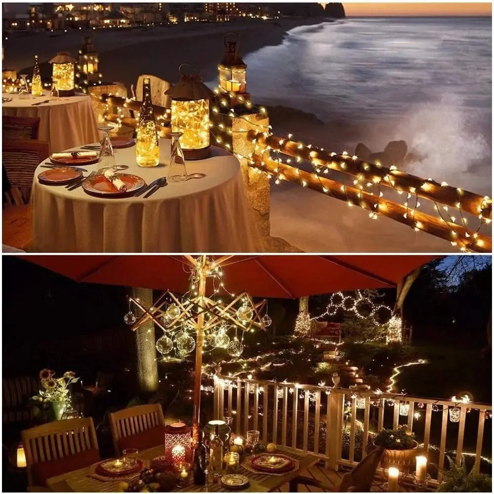 Guirnalda Solar Decorativa 25 m – Luz Ámbar